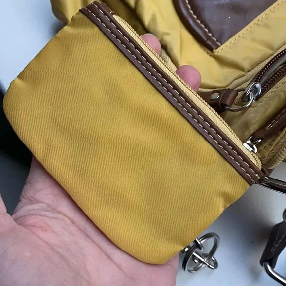 Giani Bernini Crossbody Faux Leather Nylon Tan Mustard Yellow Brown Bag - Picture 16 of 17